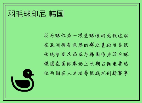 羽毛球印尼 韩国